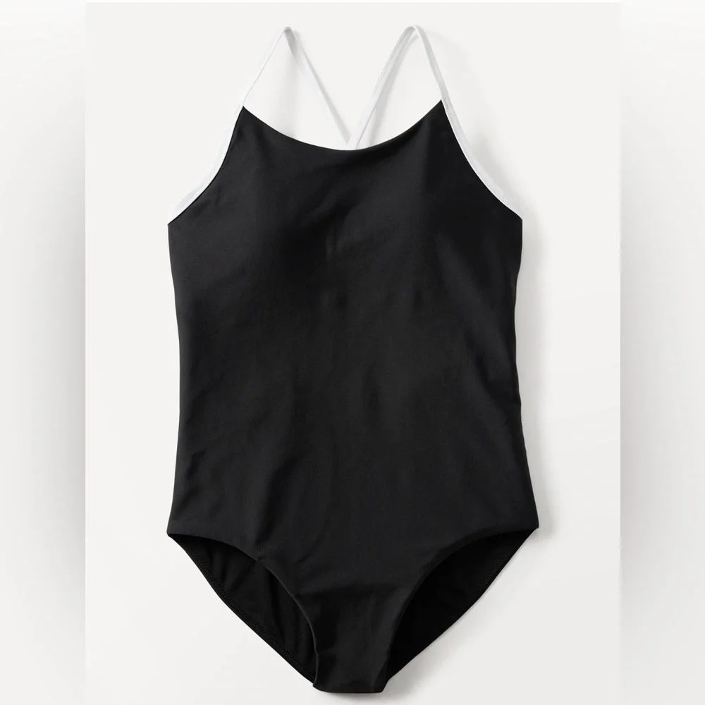 NWT Athleta Girl Adjustable Black/White One Piece Swimsuit size 16.